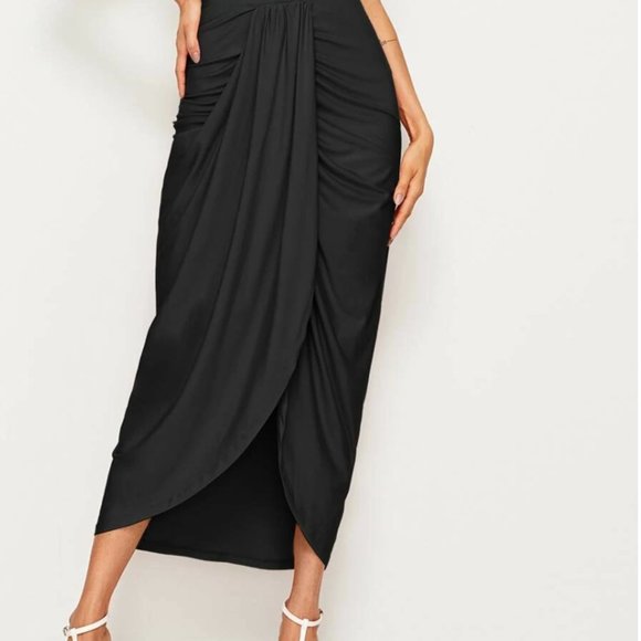 Black Tie Front Maxi Skirt - Picture 4 of 4